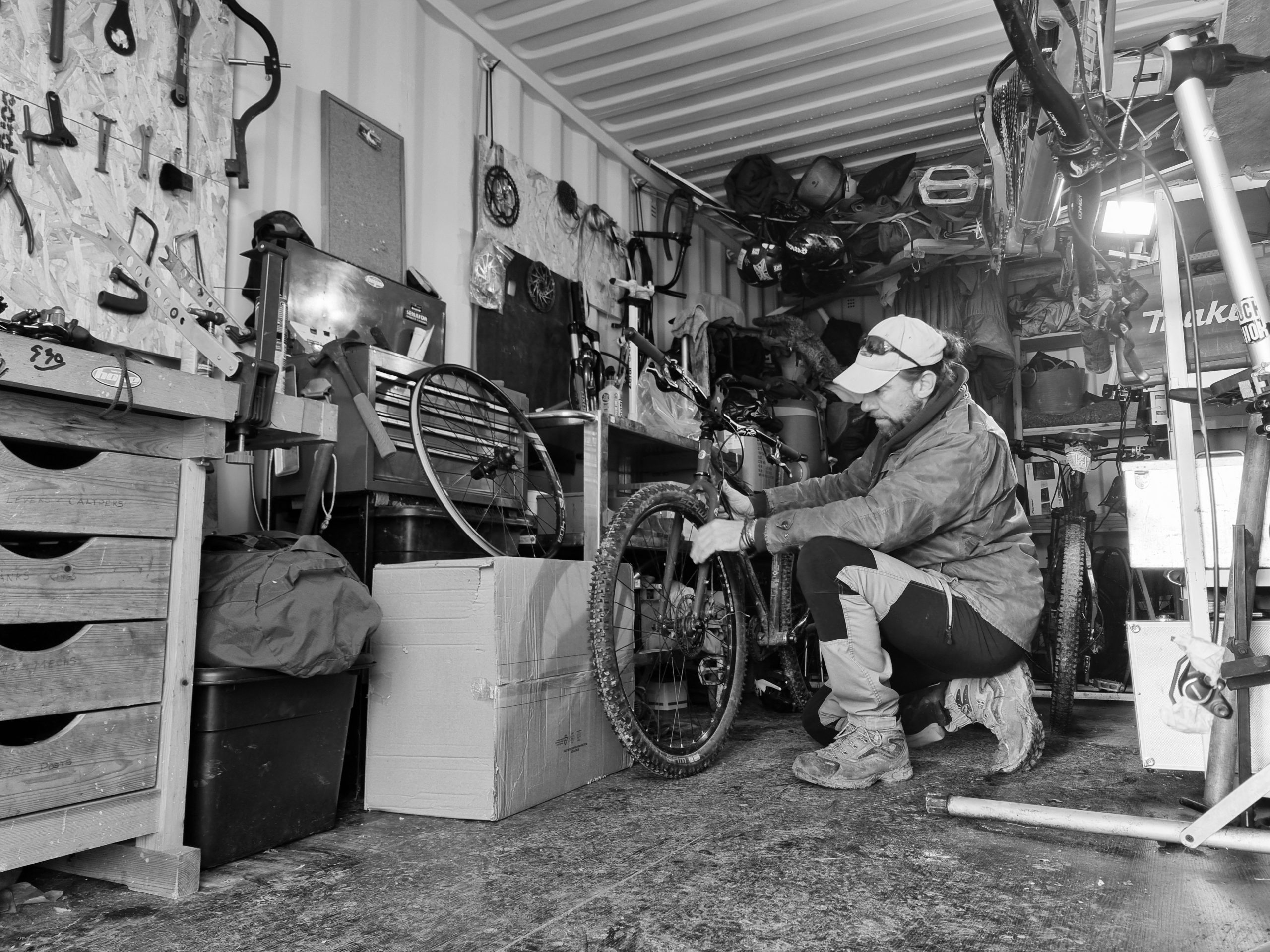 Stef in the Cycopath Cycles workshop